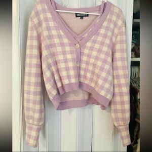 Purple gingham sweater with matching top